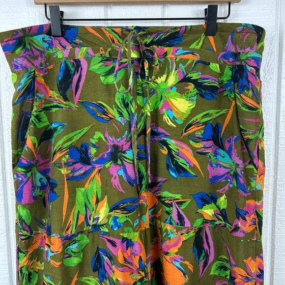 Nanette Lepore Tropical Wide Leg Resort Silk Cover Up Pants Casual Size L - Picture 4 of 7
